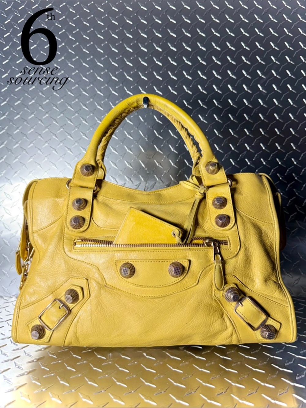 Balenciaga Giant 21 Agneau Moto City Bag in Yellow